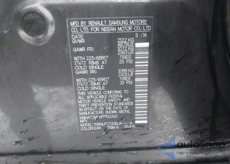 2015 Nissan Rogue S из США, поврежденный, VIN KNMAT2MV6FP512410